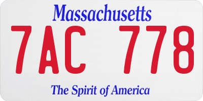 MA license plate 7AC778