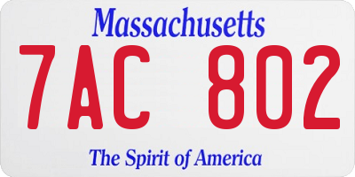 MA license plate 7AC802