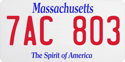MA license plate 7AC803