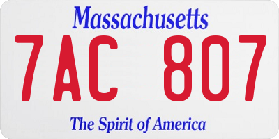 MA license plate 7AC807