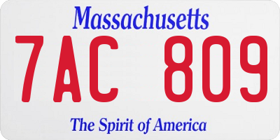 MA license plate 7AC809