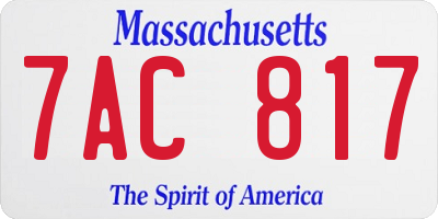 MA license plate 7AC817