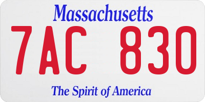 MA license plate 7AC830