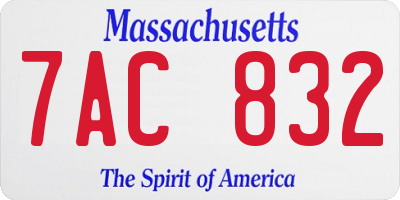 MA license plate 7AC832