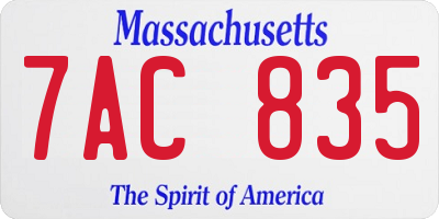 MA license plate 7AC835