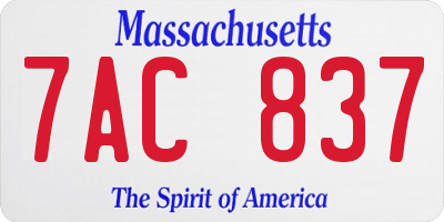 MA license plate 7AC837