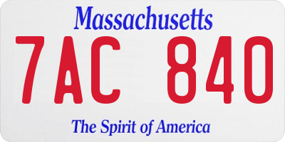 MA license plate 7AC840