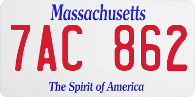 MA license plate 7AC862
