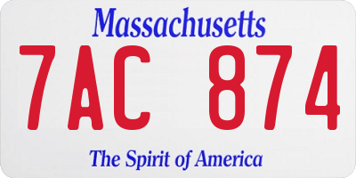 MA license plate 7AC874