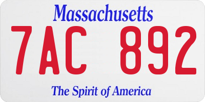 MA license plate 7AC892