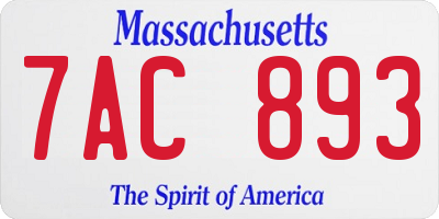 MA license plate 7AC893