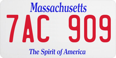 MA license plate 7AC909