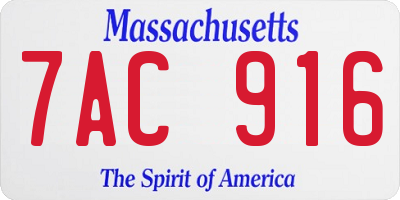 MA license plate 7AC916