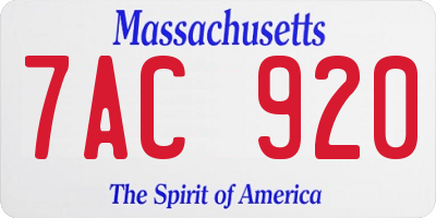 MA license plate 7AC920