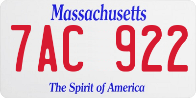 MA license plate 7AC922
