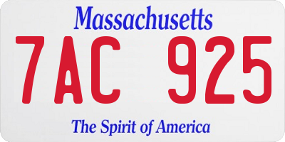 MA license plate 7AC925