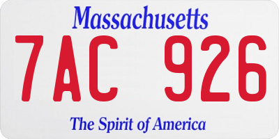 MA license plate 7AC926