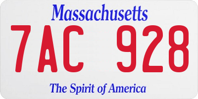 MA license plate 7AC928