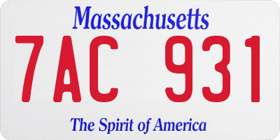 MA license plate 7AC931
