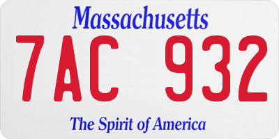 MA license plate 7AC932