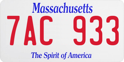 MA license plate 7AC933