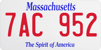MA license plate 7AC952
