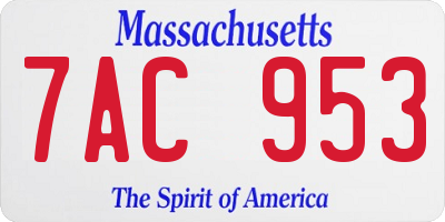 MA license plate 7AC953