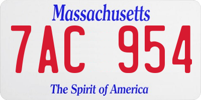 MA license plate 7AC954