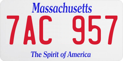 MA license plate 7AC957