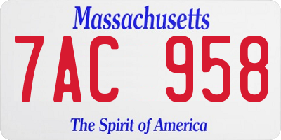 MA license plate 7AC958