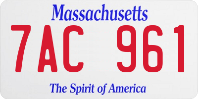 MA license plate 7AC961