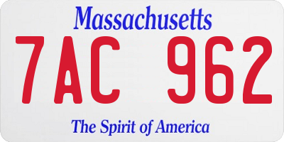 MA license plate 7AC962