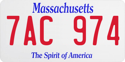MA license plate 7AC974
