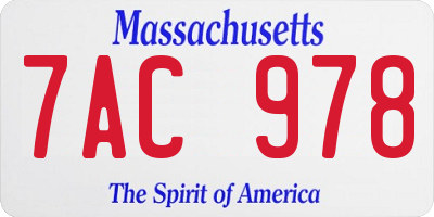 MA license plate 7AC978