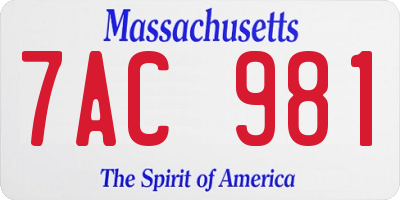 MA license plate 7AC981