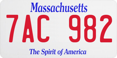 MA license plate 7AC982