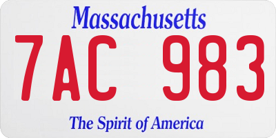 MA license plate 7AC983