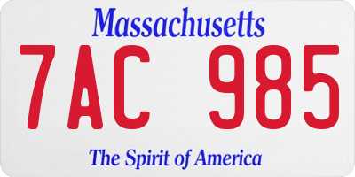 MA license plate 7AC985