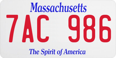 MA license plate 7AC986