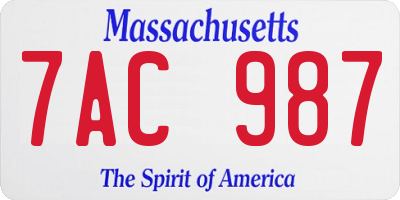 MA license plate 7AC987