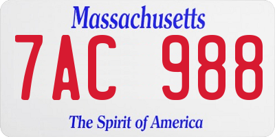 MA license plate 7AC988