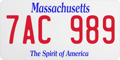 MA license plate 7AC989