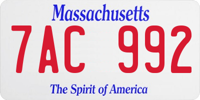 MA license plate 7AC992