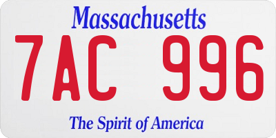 MA license plate 7AC996