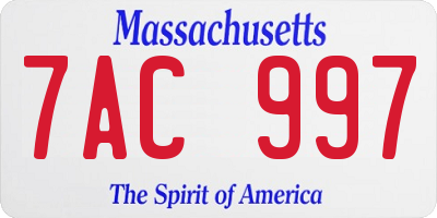 MA license plate 7AC997
