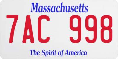 MA license plate 7AC998