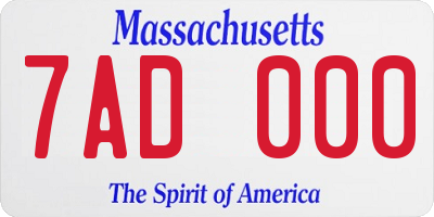 MA license plate 7AD000