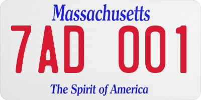 MA license plate 7AD001