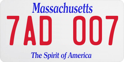 MA license plate 7AD007