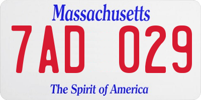 MA license plate 7AD029